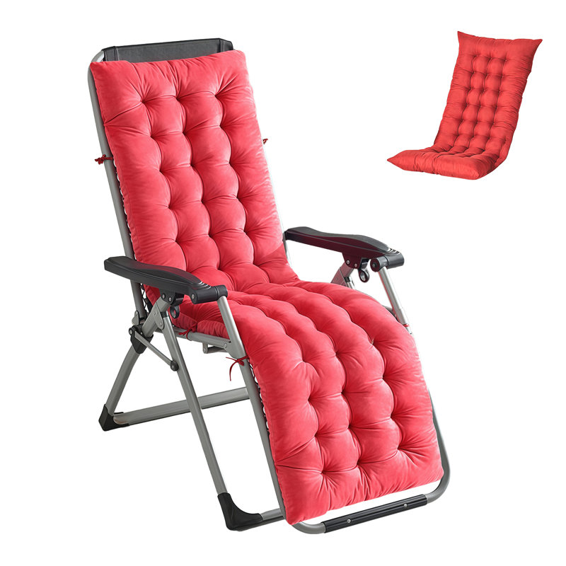 Outdoor 4'' Rocking Chair Chair Pad, Red, 63"W x 20"D
