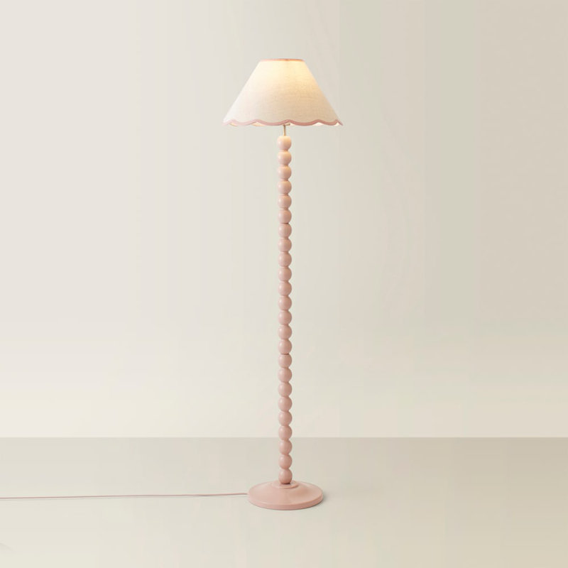Bobbles 144cm Traditional Floor Lamp, Painted Rose, White/Pink