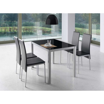 Genea Glass Top Metal Base Dining Table