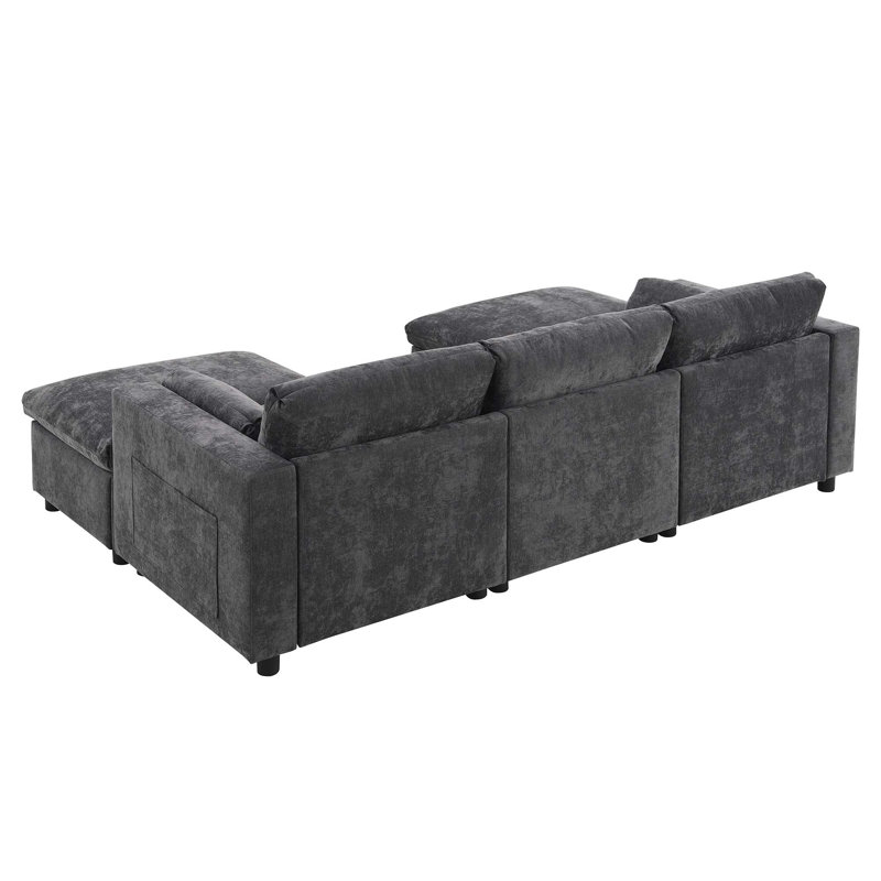 Canapé modulaire 86,5 po Chenille, Chenille grise foncée