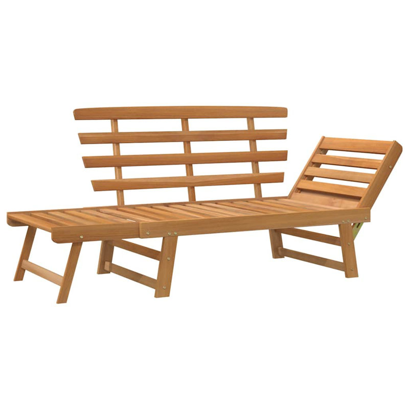 Banc de jardin extérieur avec coussins 2-en-1 en bois massif Anikha