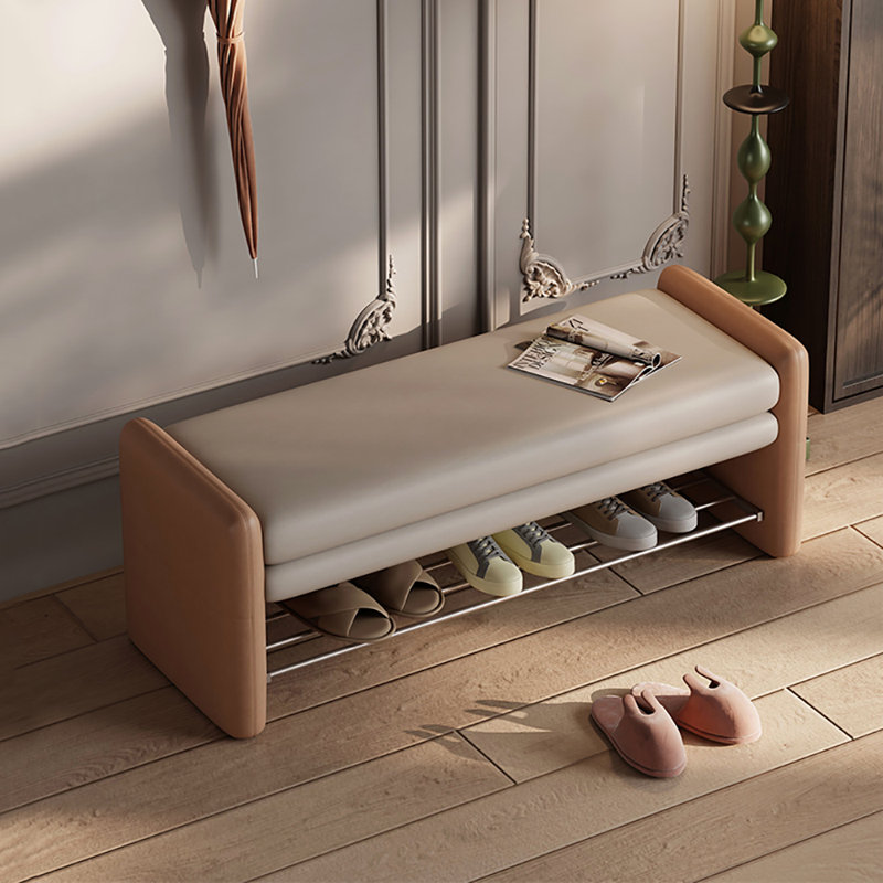 Tabouret à langer avec rangement 39,4 po, Beige/Orange