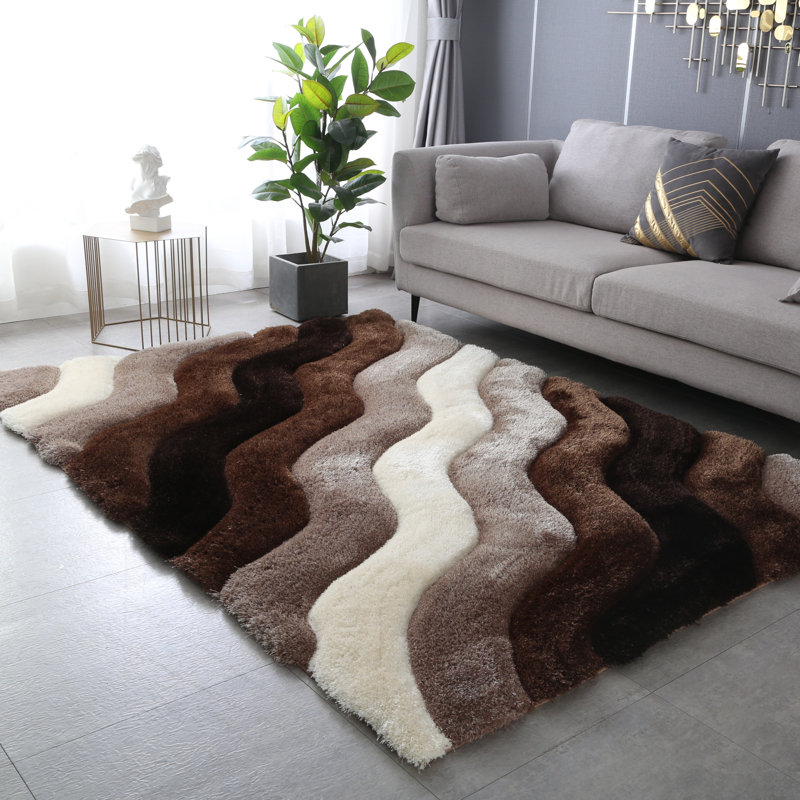 Tapis brun de la collection Garion, 7 pi 8 po x 9 pi 8 po