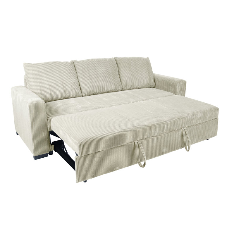 Sleeper Sofa with Pull-Out Bed, 85" W, Ivory Corduroy