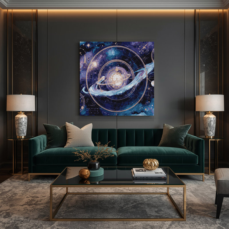 Art mural sur toile, sphères célestes, H 16 po x l 16 po