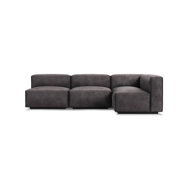 Cleon Modular Sectional, Camel Genuine Leather, Right Hand Facing