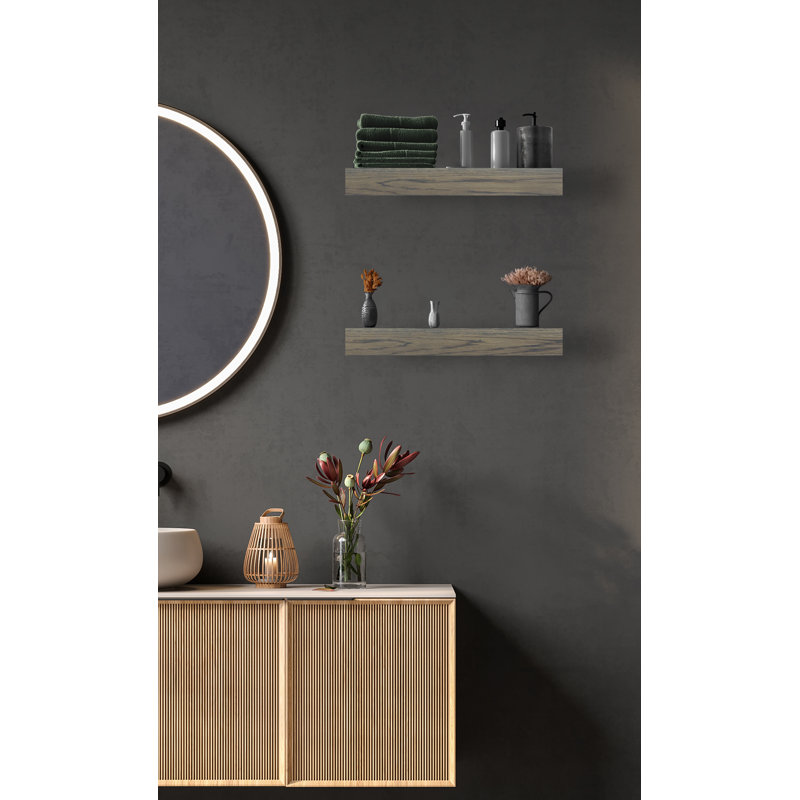 Tablette flottante 2 pièces Emerald Lee, Gris charbon, H 3 po x l 17 po x P 7 po