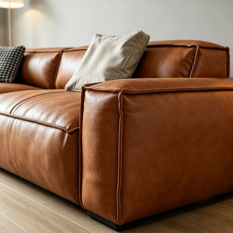 Brown Genuine Leather Modular Sofa