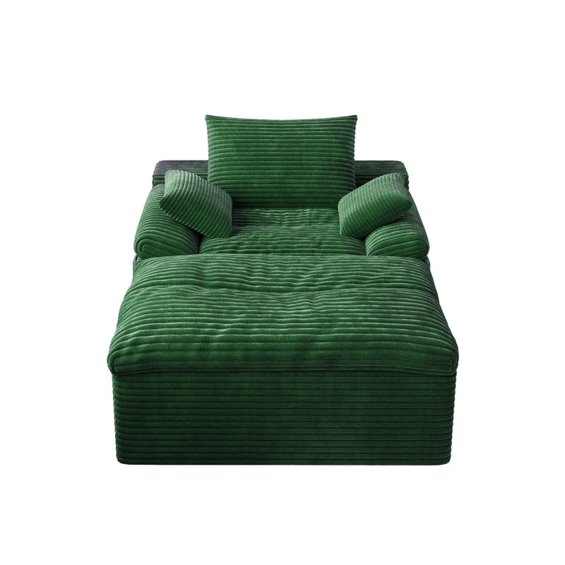 Chaise longue en velours côtelé 43 po, Vert
