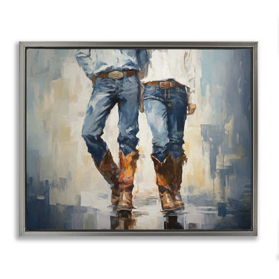 «Cowboy & Cowgirl Couple», art mural encadré sur toile flottante par Ramona Murdock