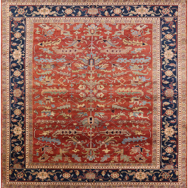 Tapis brun à motif oriental, Carré 3 pi