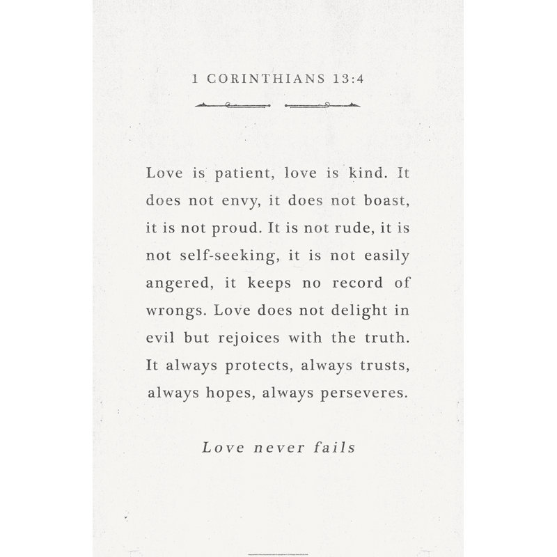 Love Is Patient Entire Verse Book Page - Wrapped Canvas Print, 30cm H x 20cm W x 3.8cm D