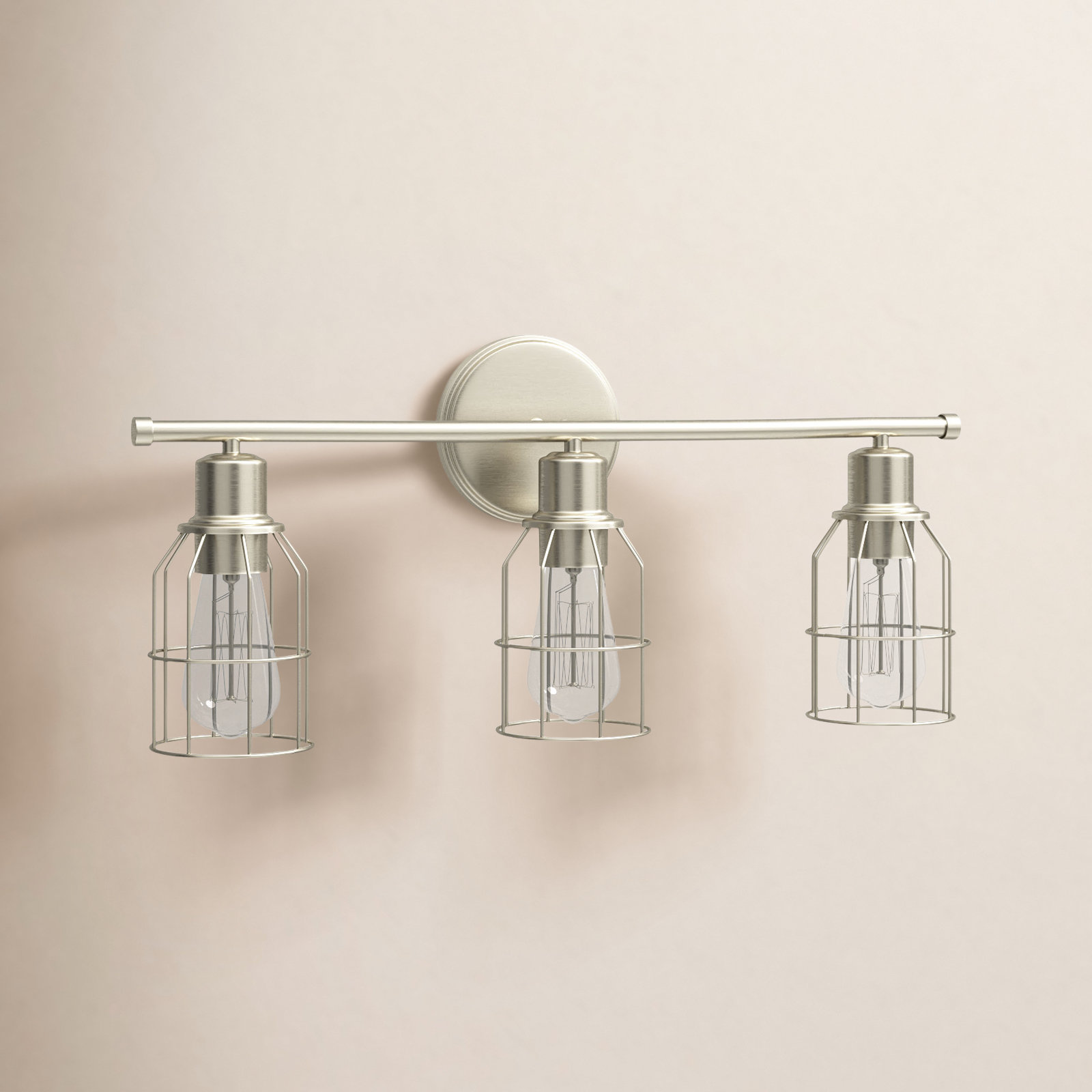 Romeo 3 Light Dimmable Vanity Light, Brushed Nickel