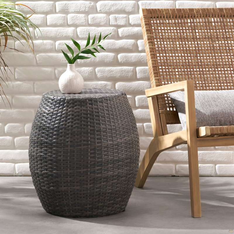 Table d'appoint d'extérieur en osier pour terrasse 14,00 "