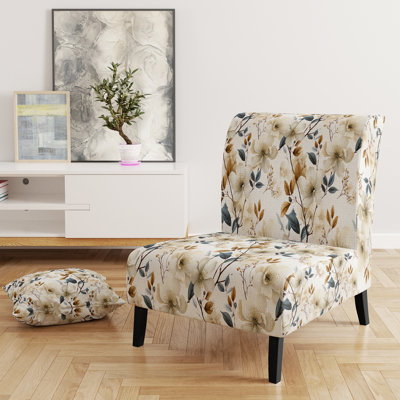 Harmony Of White and Blue Poppies I - Fauteuil de chambre rembourré Cottage
