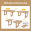 Table de salle à manger à rallonge 60-78 "avec rallonge amovible, table de cuisine en bois pour 4 à 8 personnes, finition naturelle-2142016599