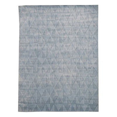 Tapis bleu clair en soie 8X11