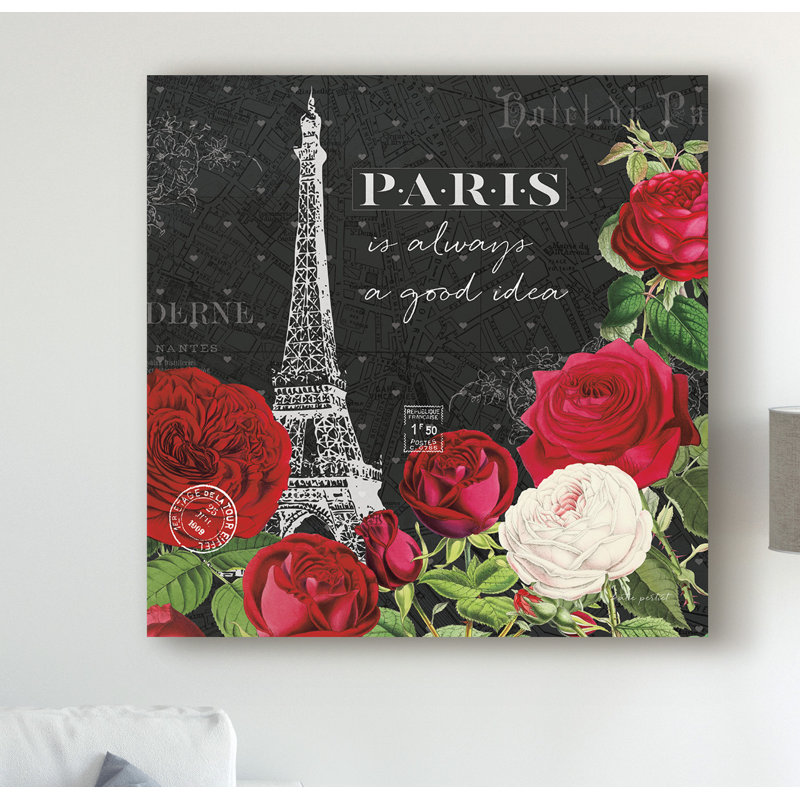 «Rouge Paris II Black» par Katie pertiet, impression sur toile, H 14 po x l 14 po x P 2 po