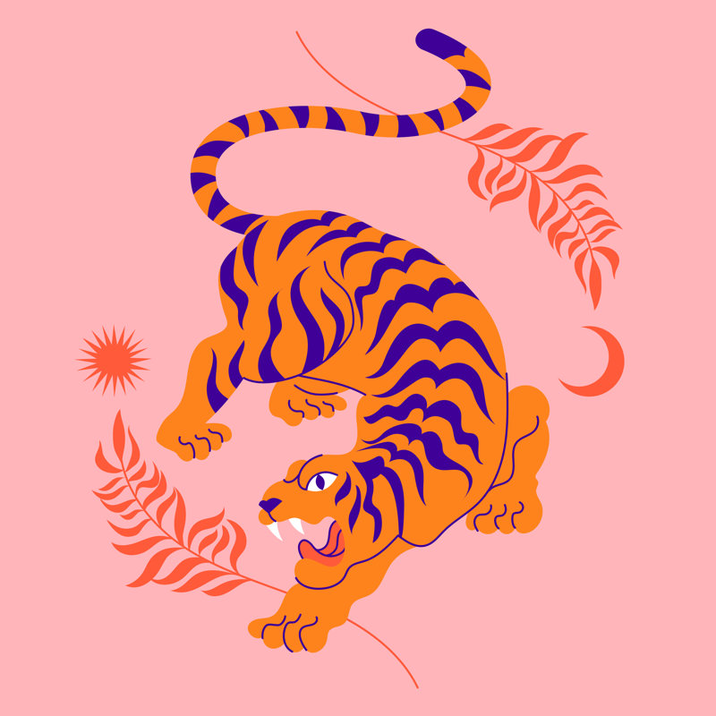 Chinese Tiger. by Lera Danilova - Wrapped Canvas Print, 122cm H x 122cm W x 3.8cm D
