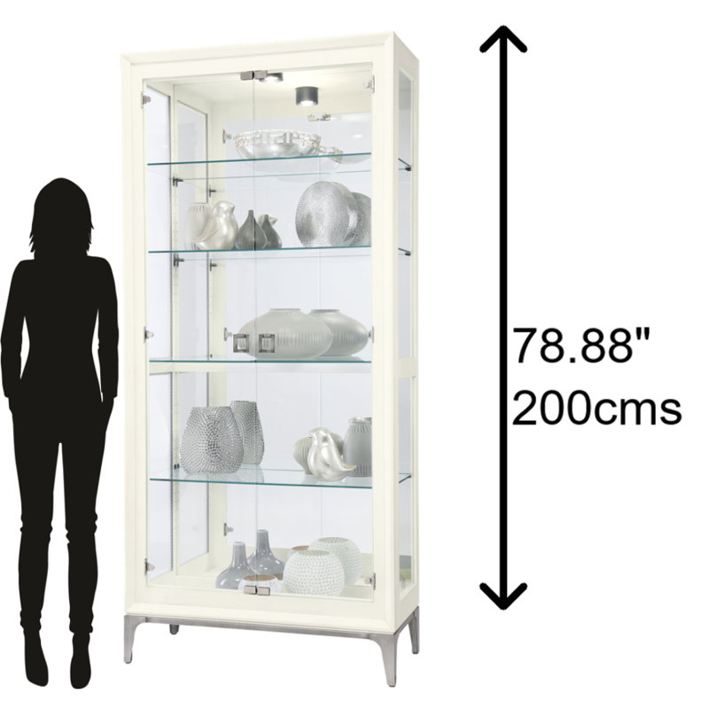 Sheena Lighted Curio Cabinet, Aged Linen