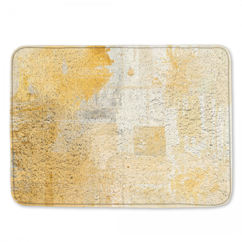 Tapis de bain beige à texture abstraite, L 34 po x L 21 po