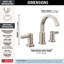 Robinet de salle de bain Albion en nickel brossé à 3 trous, robinet de salle de bain à 2 poignées à 2 poignées pour meuble-lavabo Albion, ensemble de bonde à poussoir en métal, nickel brossé SpotShield-99674594