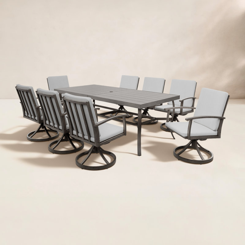 Leigh 8 - Person Patio Dining Set with Rectangular Table , Cushions Included