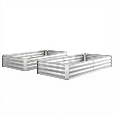 Jardinière surélevée galvanisée, 6 x 3 x 1 pi, ensemble de boîtes à fleurs rectangulaires en métal pour l'extérieur