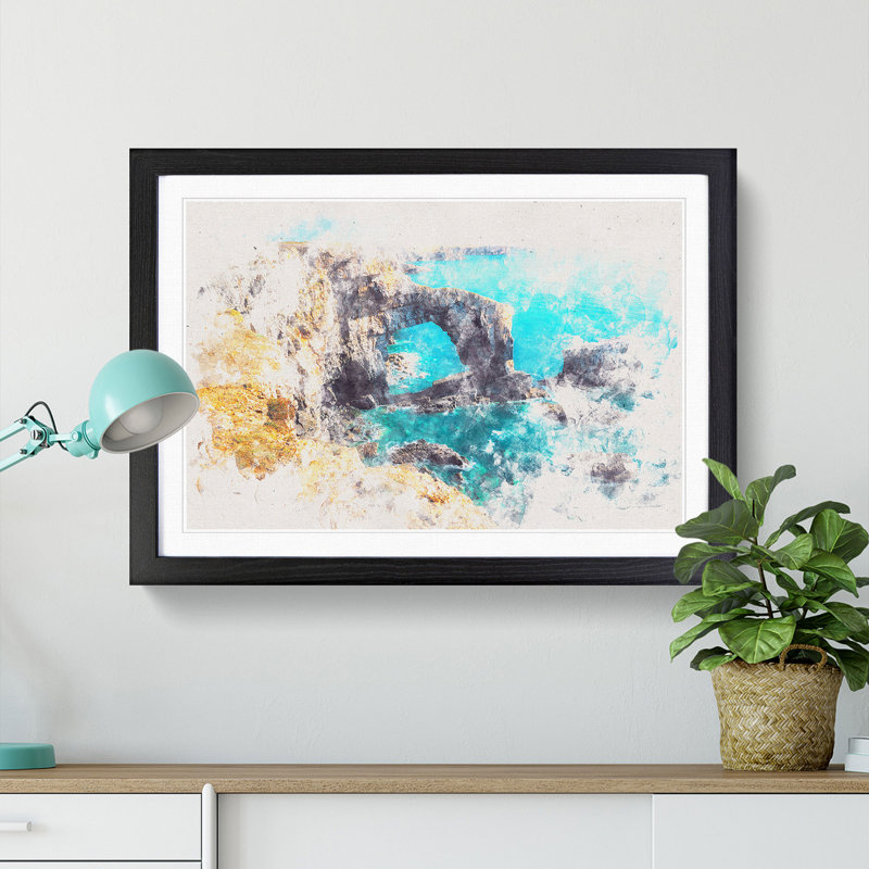 Green Bridge of Wales - Picture Frame Painting Print, Black Framed, 45cm H x 63cm W x 2cm D