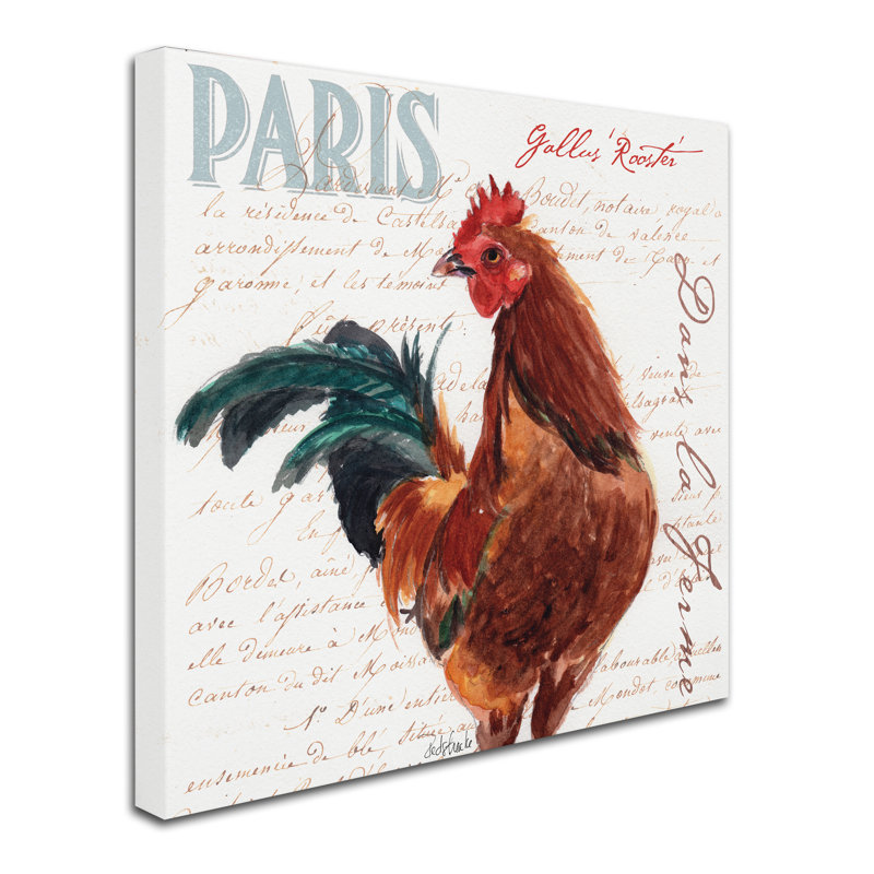 « à la ferme coq ii », impression sur toile, H 35 po x l 35 po x P 2 po, Toile tendue, Pas de tapis