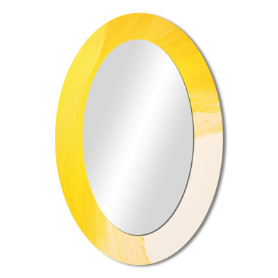 Yellow Chroma Curve - Yellow Traditional Oval Wall Mirror