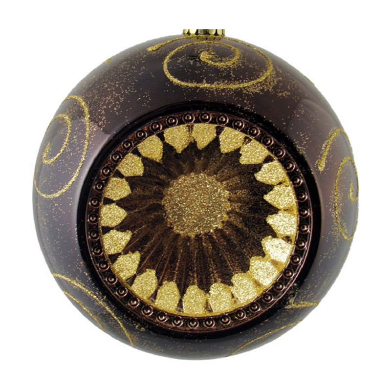 Ornement boule de Noël rétro incassable à 2 finitions, Brun chocolat