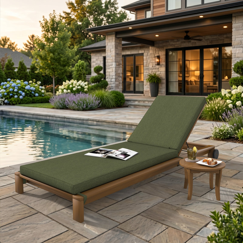 Sunbrella® Outdoor Chaise Cushion, 23" W x 75" D, Canvas Fern