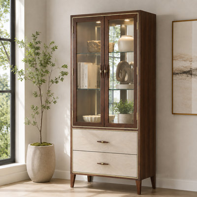 Vitrine haute 79 "avec lumières DEL Houston - Noyer