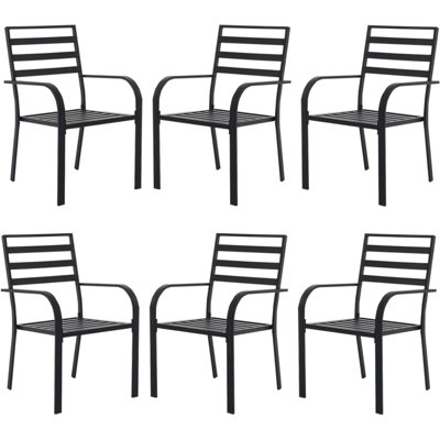 Ensemble de 6 chaises de patio empilables Seekverse, en métal noir, pour l'extérieur