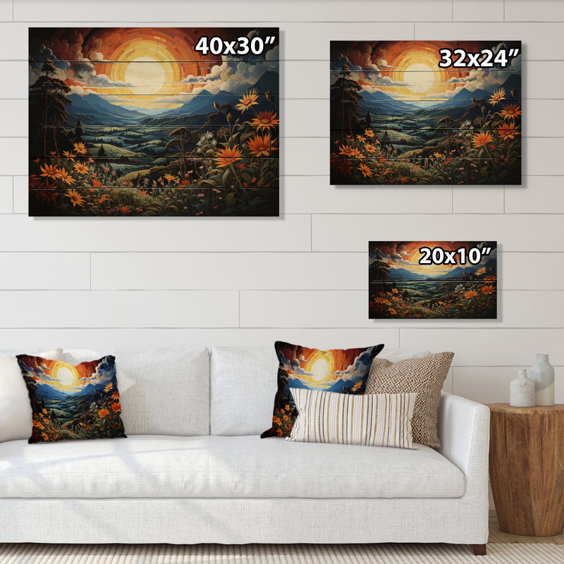 Art asiatique, mandala du ciel I sur bois, H 30 po x l 40 po x P 0,78 po