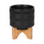Tarrin Stoneware Planter with Wood Stand - Modern Ceramic Decorative Plant Pot with Raised Base-1898809790