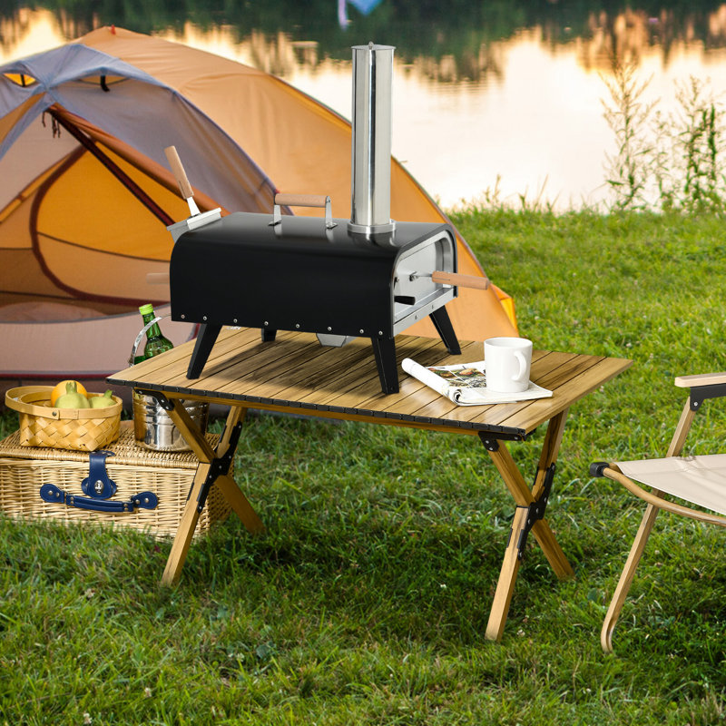Outsunny Steel Countertop Charcoal Pizza Oven,wood