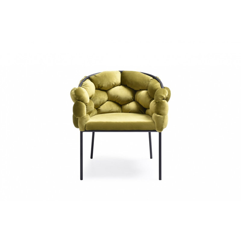 Lawncrest 18'' H Upholstered Metal Armchair, Green, Black