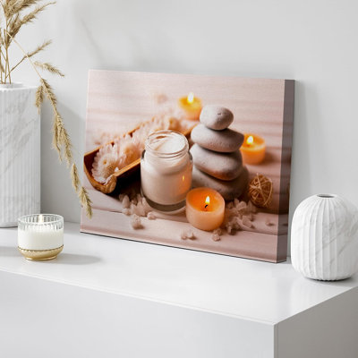 Spa Spa, bougie en pierre, fleur, nature, zen, impression sur toile tendue