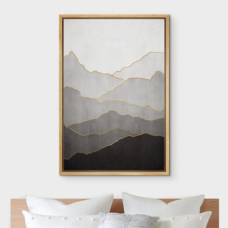 Chaîne de montagnes gris pastel, nature, paysage, illustrations, art moderne, Naturel, H 36 po x l 24 po