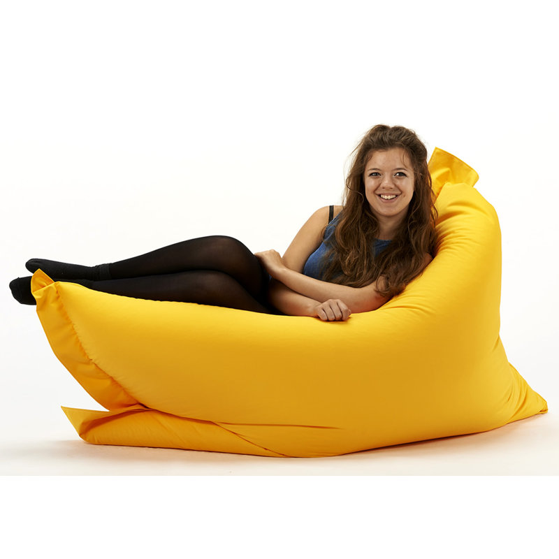 Bean Polyester Outdoor Friendly Refillable Bean Bag Chair & Lounger, Yellow