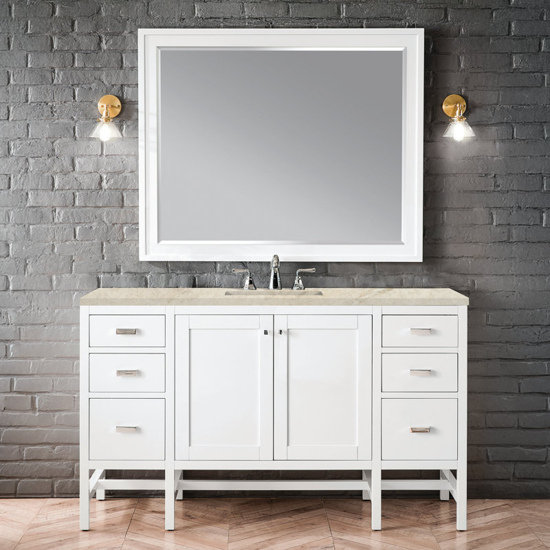 Addison 60'' W Single Vanity, Glossy White, 8" Widespread, Tajnar Eclos