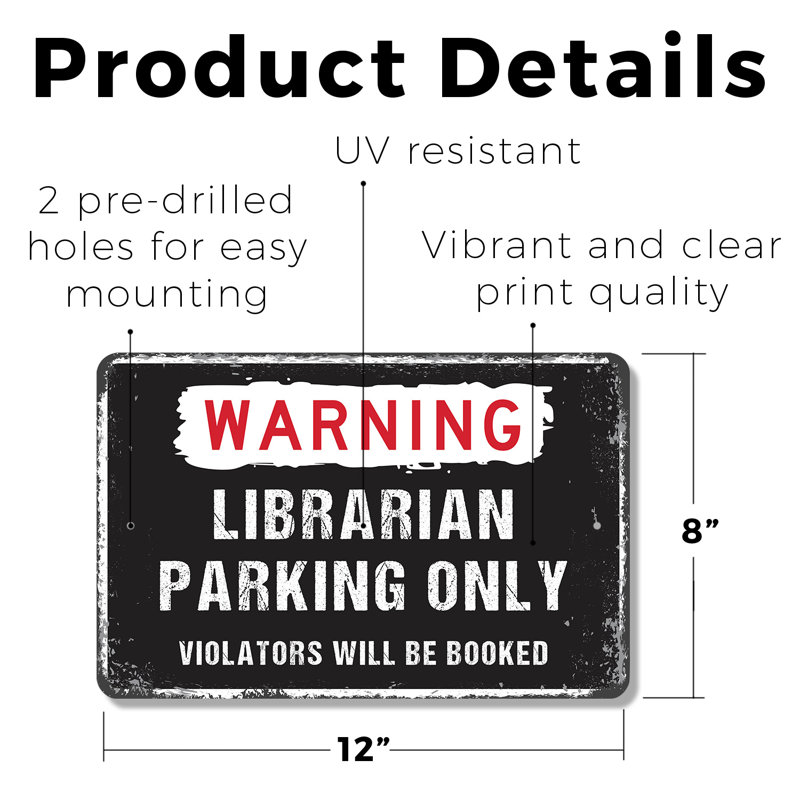 Enseigne en plastique 8 po x 12 po Librarian