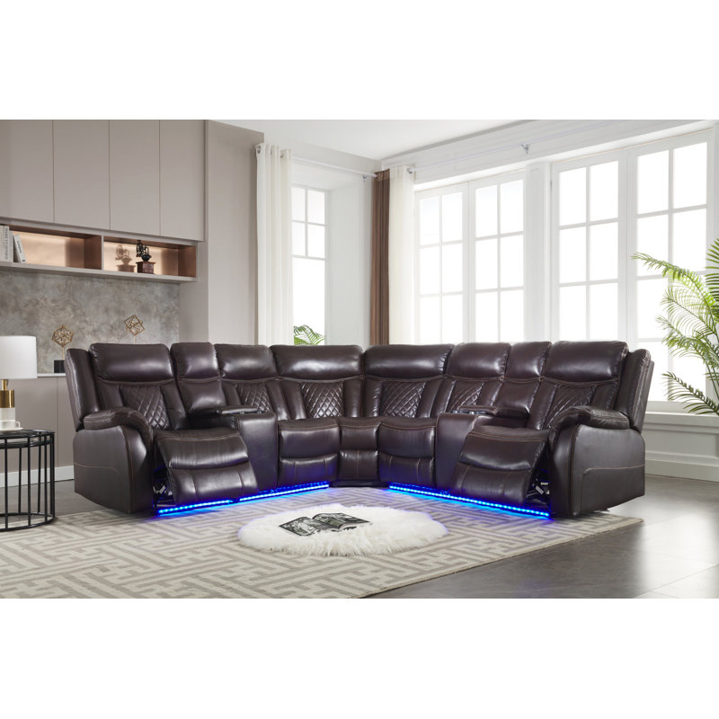 Canapé modulaire 3 pièces Danieal, Similicuir espresso