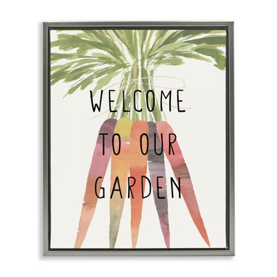  Welcome Garden with Carrots Framed Floater Canvas Wall Art by Annie Warren