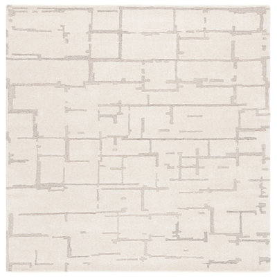 Dizdar Ebony Hand Tufted Wool/Cotton Abstract Rug in Ivory/Gray