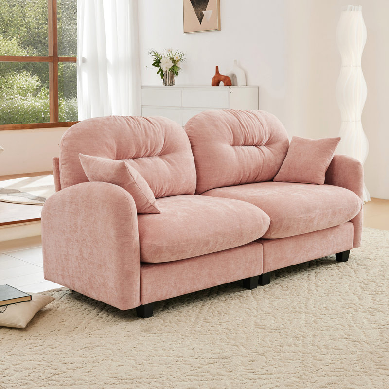 Chenille rose haut de gamme modulaire avec une conception ergonomique, une base en bois de qualité et diverses formes de combinaison pour la vie à la maison Élégant dans le matériau, installation facile