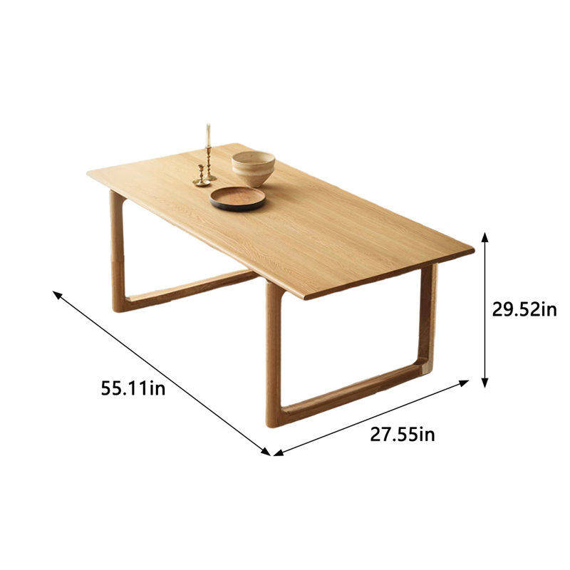 Oak Solid Wood Dining Table, 27.55" W x 55.11" L