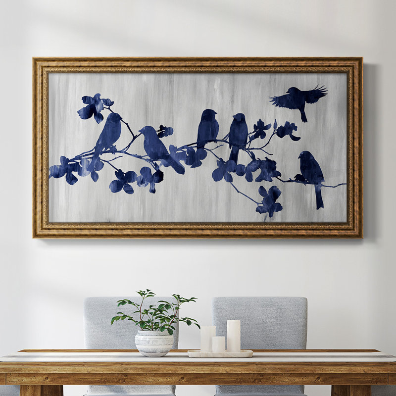 Indigo Hangout - Peinture sur toile à cadre unique, H 21 po x l 37 po x P 1 po